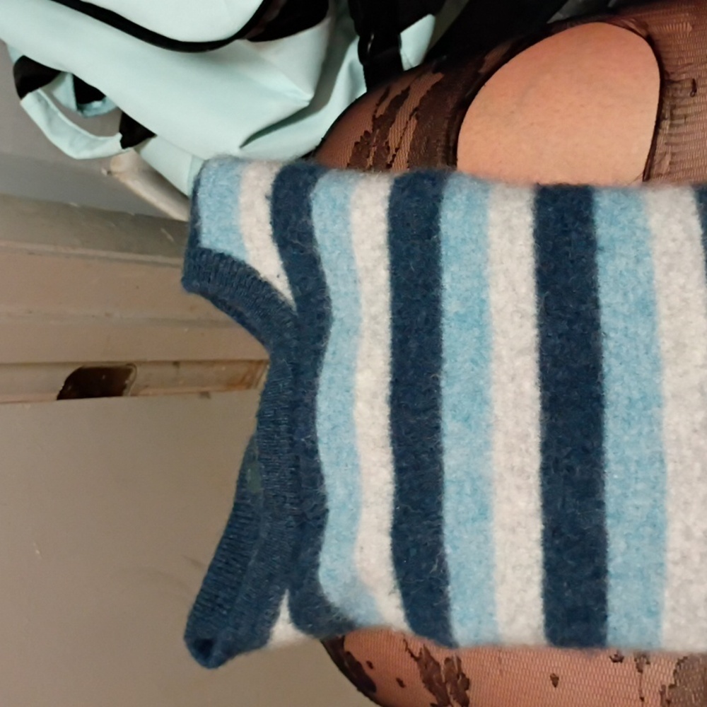 Blue and Cream Crewneck Striped Sweater